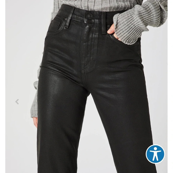 Hudson Noa Mid-Rise Crop Black Coated Jeans Size 25 - Picture 2 of 10